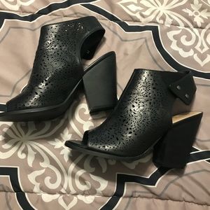 Black open toe heels